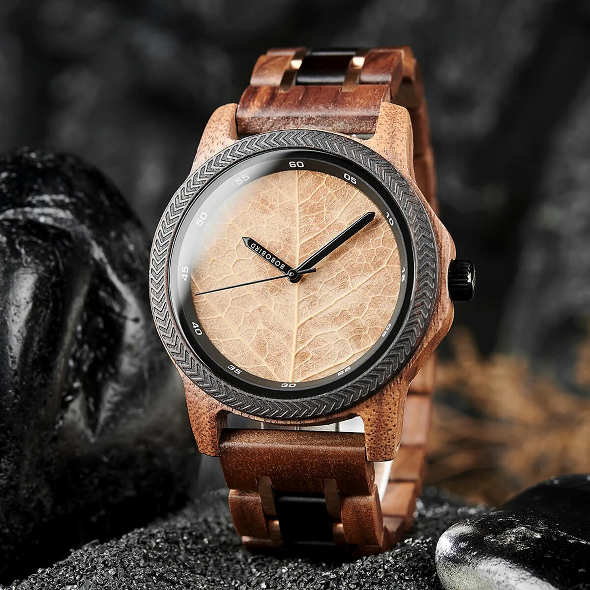 Bobo Bird Real Brown Leaf Watch with Minimalist Display – EthicalDeals