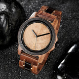 Bobo Bird Real Brown Leaf Watch with Minimalist Display