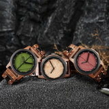 Bobo Bird Real Red Leaf Watch with Minimalist Display