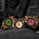 Bobo Bird Real Green Leaf Watch with Minimalist Display