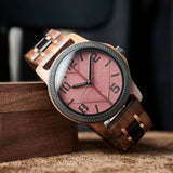 Bobo Bird Real Red Leaf Watch with Modern Numeric Display
