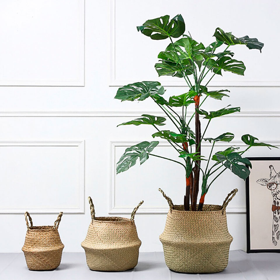 Woven basket for plant discount
