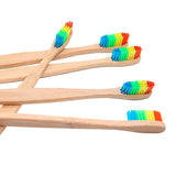 EthicalDeals | 8-Pack Eco-Friendly Bamboo Toothbrush with Rainbow Head