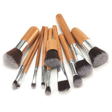 EthicalDeals | Natural Bamboo Cosmetic Makeup Brush Kit with Bag & Puff Sponge