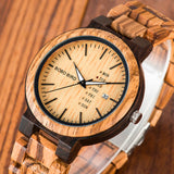 Bobo Bird Men's Zebra Wooden Watch with Light Pine Fascia