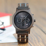 Bobo Bird Men's Luxury Wooden Quartz Watch with Chronograph (black)
