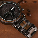 Bobo Bird Men's Wooden & Stainless Steel Chronograph Watch