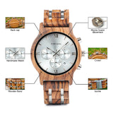 Bobo Bird Men's Luxury Wooden Quartz Watch with Chronograph (silver)