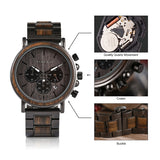 Bobo Bird Men's Wooden & Stainless Steel Chronograph Watch