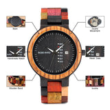 Bobo Bird Men's Colourful Handmade Wooden Watch