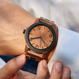 Bobo Bird Real Brown Leaf Watch with Modern Numeric Display