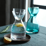 Contemporary Wide Clear Glass Water Jug With Cup (800ml)