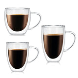 Double Wall Heat Resistant Borosilicate Glass Cup With Handle (450ml)