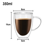 Double Wall Heat Resistant Borosilicate Glass Cup With Handle (350ml)