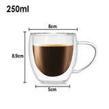 Double Wall Heat Resistant Borosilicate Glass Cup With Handle (250ml)