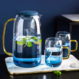 Nordic Blue Ombre Glass Teapot Set With 2 Cups