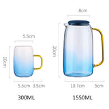 Nordic Blue Ombre Glass Teapot Set With 2 Cups