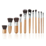 EthicalDeals | Natural Bamboo Cosmetic Makeup Brush Kit with Bag & Puff Sponge
