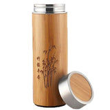 EthicalDeals | Bamboo Insulated Thermos Water Bottle with Stainless Steel Inner Flask
