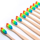 EthicalDeals | 8-Pack Eco-Friendly Bamboo Toothbrush with Rainbow Head