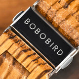 Bobo Bird Men's Zebra Wooden Watch with Light Pine Fascia