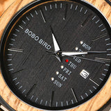 Bobo Bird Men's Zebra Wooden Watch with Black Bamboo Fascia