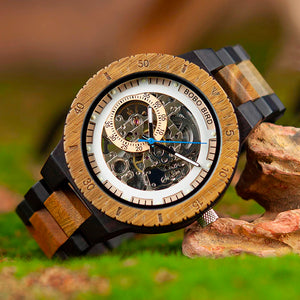 Bobo Bird Men's Wooden Gear-Inspired Mechanical Design Watch (Sandalwood)