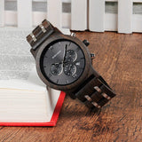 Bobo Bird Men's Luxury Wooden Quartz Watch with Chronograph (black)