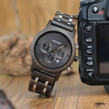 Bobo Bird Men's Luxury Wooden Quartz Watch with Chronograph (black)