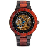 Bobo Bird Men's Wooden Gear-Inspired Mechanical Design Watch (Red Sandalwood)
