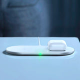 Baseus 15W Dual Qi Wireless Charging Pad for iPhone, Samsung and AirPods (white)