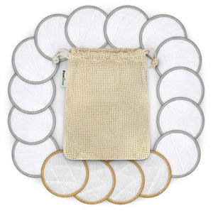 Reusable Bamboo Cotton Makeup Removal Pads with Wash Bag