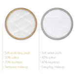 Reusable Bamboo Cotton Makeup Removal Pads with Wash Bag